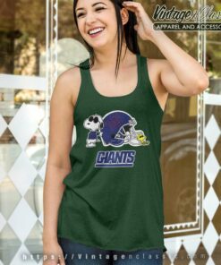 New York Giants Snoopy And Woodstock Helmet Tank Top Racerback