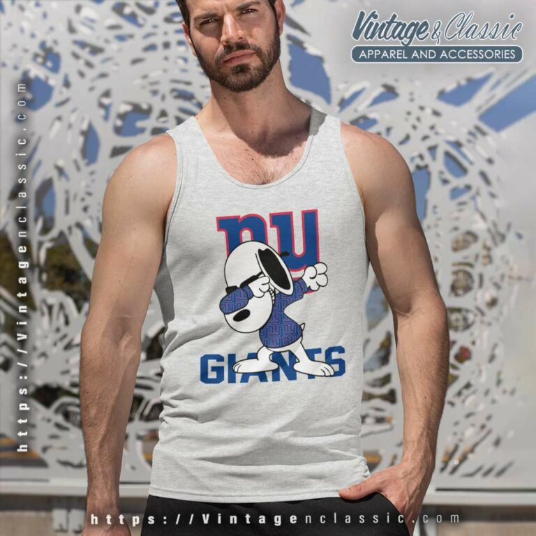 New York Giants Snoopy Dabbing Tank Top Racerback New York Giants Snoopy Dabbing Tank Top Racerback