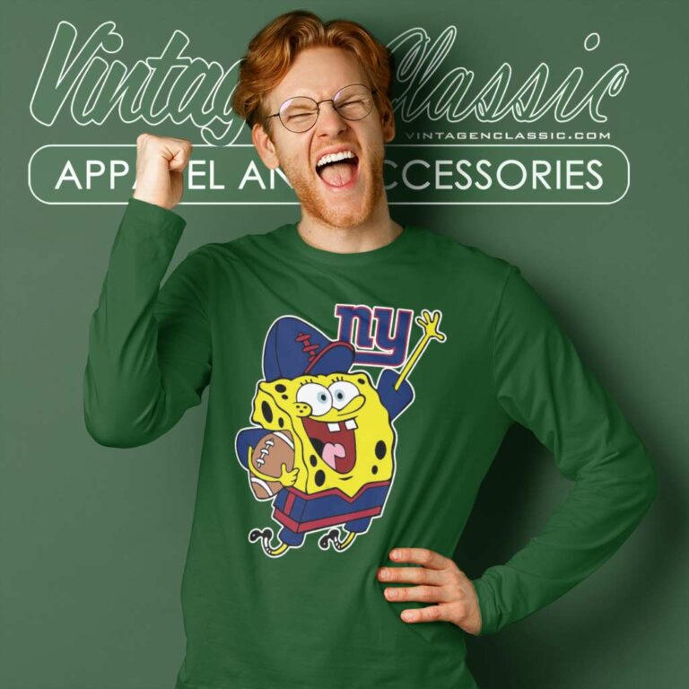 New York Giants Spongebob Long Sleeve Tee New York Giants Spongebob Long Sleeve Tee