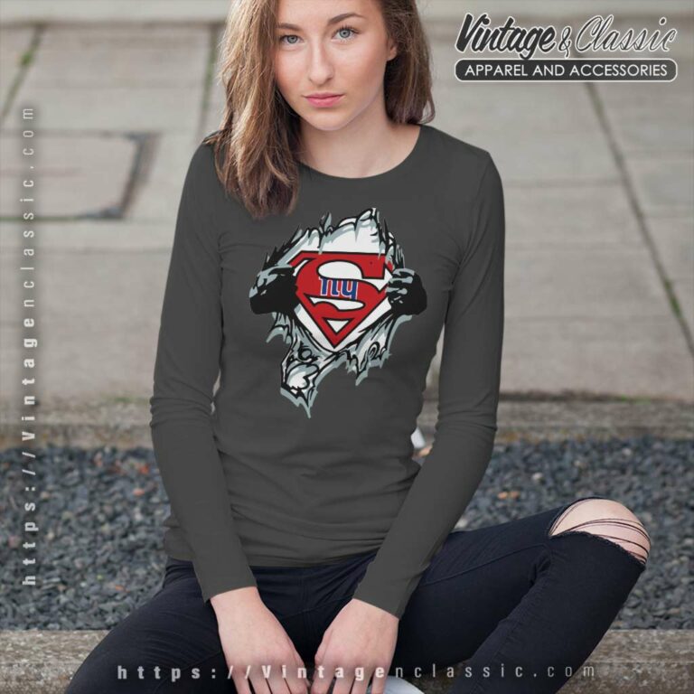 New York Giants Superman Logo Long Sleeve Tee New York Giants Superman Logo Long Sleeve Tee