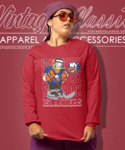 New York Islanders Donald Duck Hockey Shirt Long Sleeve Tee