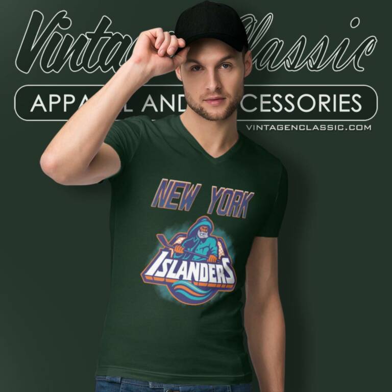 New York Islanders Fisherman Retro Nhl V Neck TShirt New York Islanders Fisherman Retro Nhl V Neck TShirt