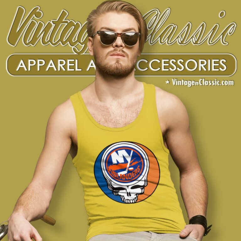 New York Islanders Grateful Dead Steal Your Face Tank Top Racerback New York Islanders Grateful Dead Steal Your Face Tank Top Racerback