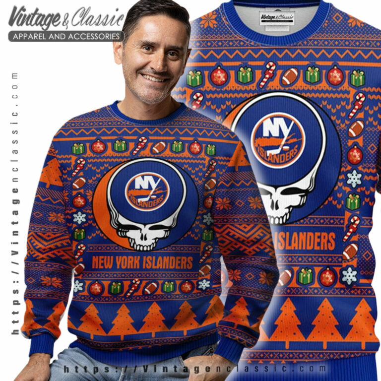 New York Islanders Grateful Dead Ugly Sweater Men Ugly Sweater New York Islanders Grateful Dead Ugly Sweater Men Ugly Sweater