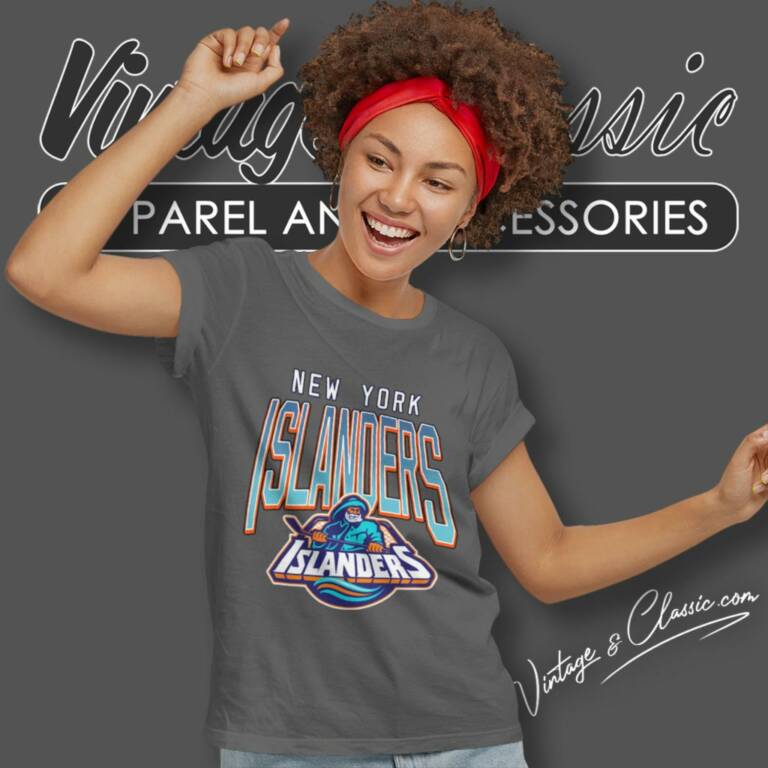 New York Islanders The Fisherman 1990s Retro Nhl Women T Shirt New York Islanders The Fisherman 1990s Retro Nhl Women T Shirt