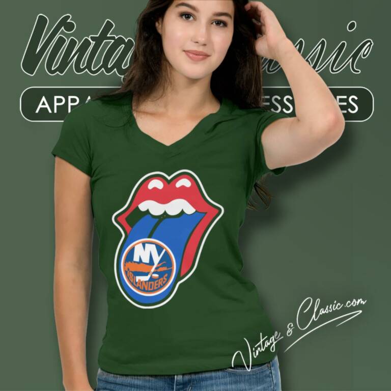 New York Islanders X The Rolling Stones Logo V Neck TShirt New York Islanders X The Rolling Stones Logo V Neck TShirt