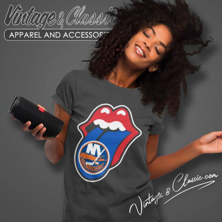 New York Islanders X The Rolling Stones Logo Women T Shirt New York Islanders X The Rolling Stones Logo Women T Shirt