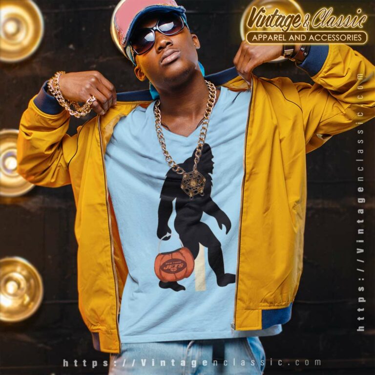 New York Jets Bigfoot Halloween V Neck TShirt New York Jets Bigfoot Halloween V Neck TShirt