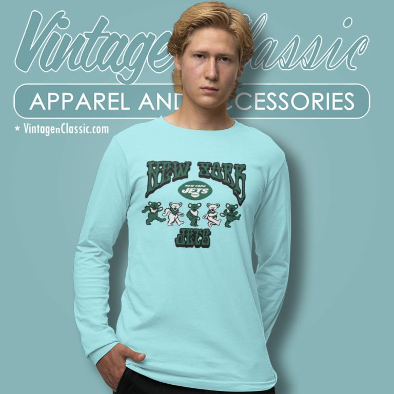 New York Jets Grateful Dead Dancing Bears Long Sleeve Tee New York Jets Grateful Dead Dancing Bears Long Sleeve Tee