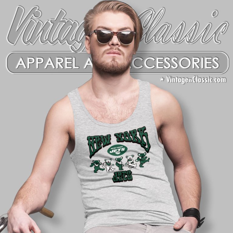 New York Jets Grateful Dead Dancing Bears Tank Top Racerback New York Jets Grateful Dead Dancing Bears Tank Top Racerback