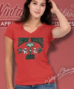 New York Jets Grateful Dead Dancing Bears V Neck TShirt