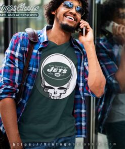 New York Jets Grateful Dead Steal Your Face V Neck TShirt