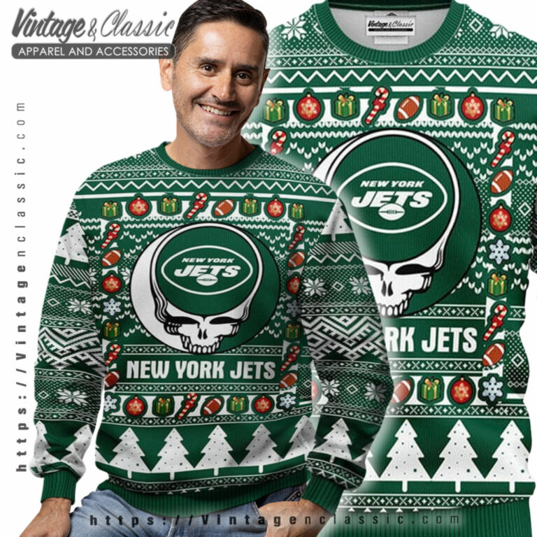 New York Jets Grateful Dead Ugly Sweater Men Ugly Sweater New York Jets Grateful Dead Ugly Sweater Men Ugly Sweater