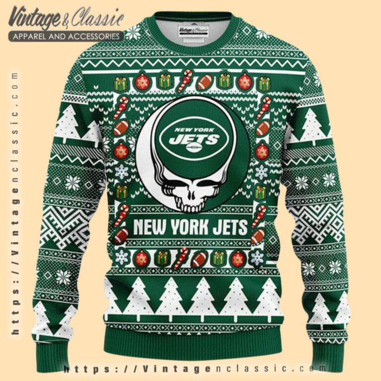 New York Jets Grateful Dead Ugly Sweater Ugly Christmas Sweater New York Jets Grateful Dead Ugly Sweater Ugly Christmas Sweater