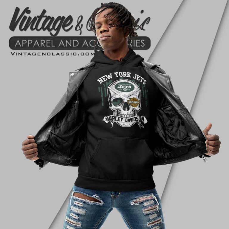 New York Jets Harley Daivsion Skull Hoodie New York Jets Harley Daivsion Skull Hoodie
