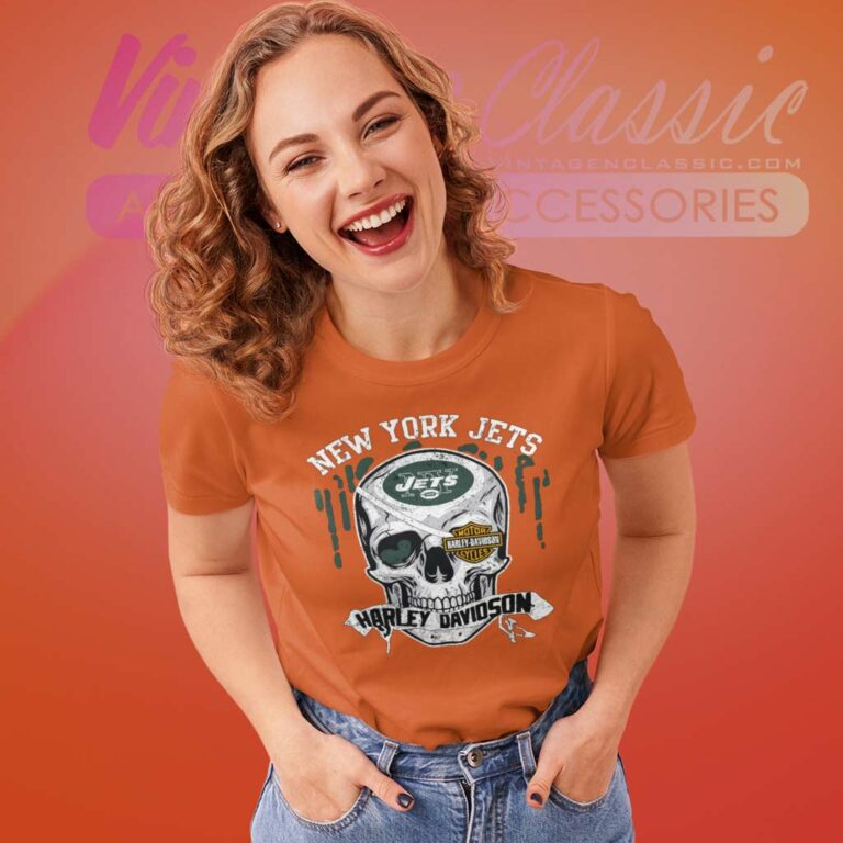 New York Jets Harley Daivsion Skull Women TShirt New York Jets Harley Daivsion Skull Women TShirt