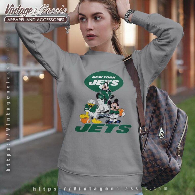 New York Jets Mickey Mouse Donald Duck Goofy Football Sweatshirt New York Jets Mickey Mouse Donald Duck Goofy Football Sweatshirt