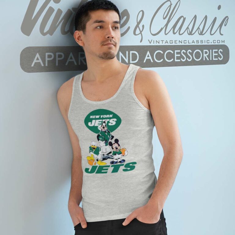 New York Jets Mickey Mouse Donald Duck Goofy Football Tank Top Racerback New York Jets Mickey Mouse Donald Duck Goofy Football Tank Top Racerback