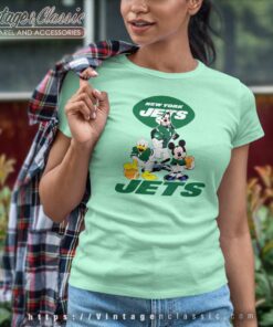 New York Jets Mickey Mouse Donald Duck Goofy Football Women TShirt