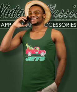 New York Jets Santa Grinch Driving Truck Christmas Tank Top Racerback