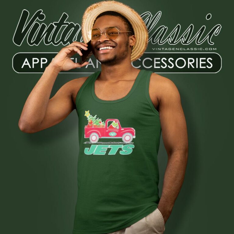 New York Jets Santa Grinch Driving Truck Christmas Tank Top Racerback New York Jets Santa Grinch Driving Truck Christmas Tank Top Racerback
