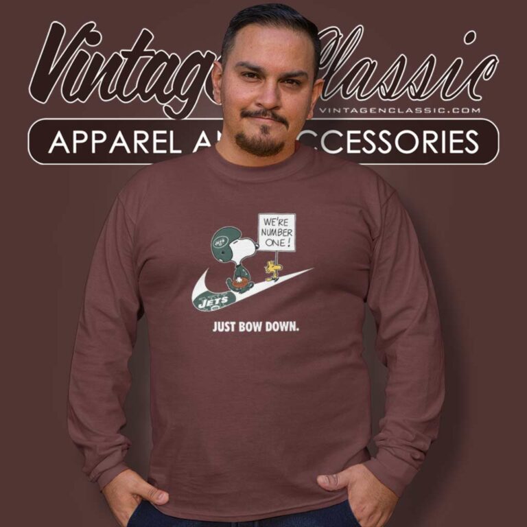 New York Jets Snoopy Are Number One Shirt Nike Just Bow Down Long Sleeve Tee New York Jets Snoopy Are Number One Shirt Nike Just Bow Down Long Sleeve Tee