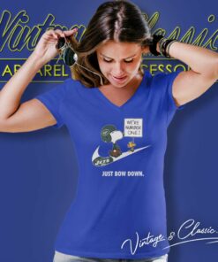 New York Jets Snoopy Are Number One Shirt Nike Just Bow Down V Neck TShirt