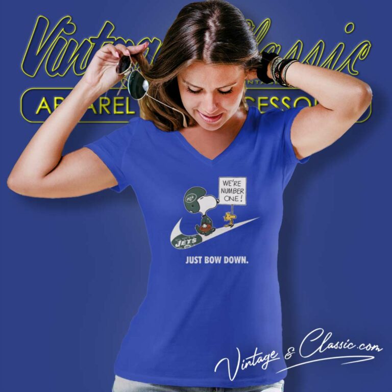 New York Jets Snoopy Are Number One Shirt Nike Just Bow Down V Neck TShirt New York Jets Snoopy Are Number One Shirt Nike Just Bow Down V Neck TShirt