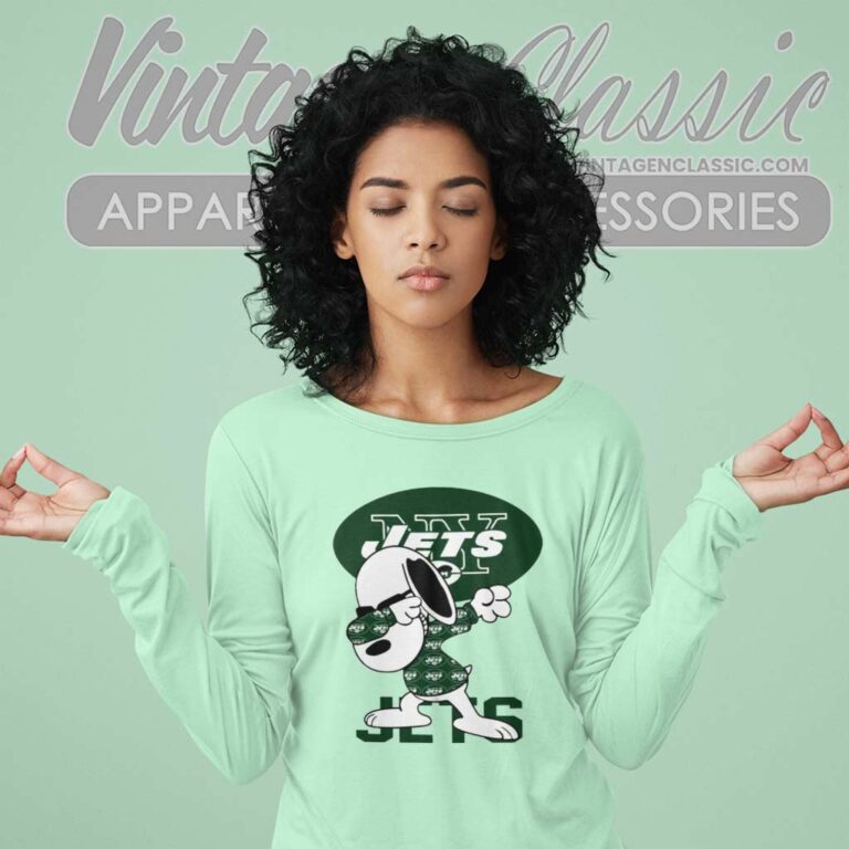New York Jets Snoopy Dabbing Long Sleeve Tee New York Jets Snoopy Dabbing Long Sleeve Tee
