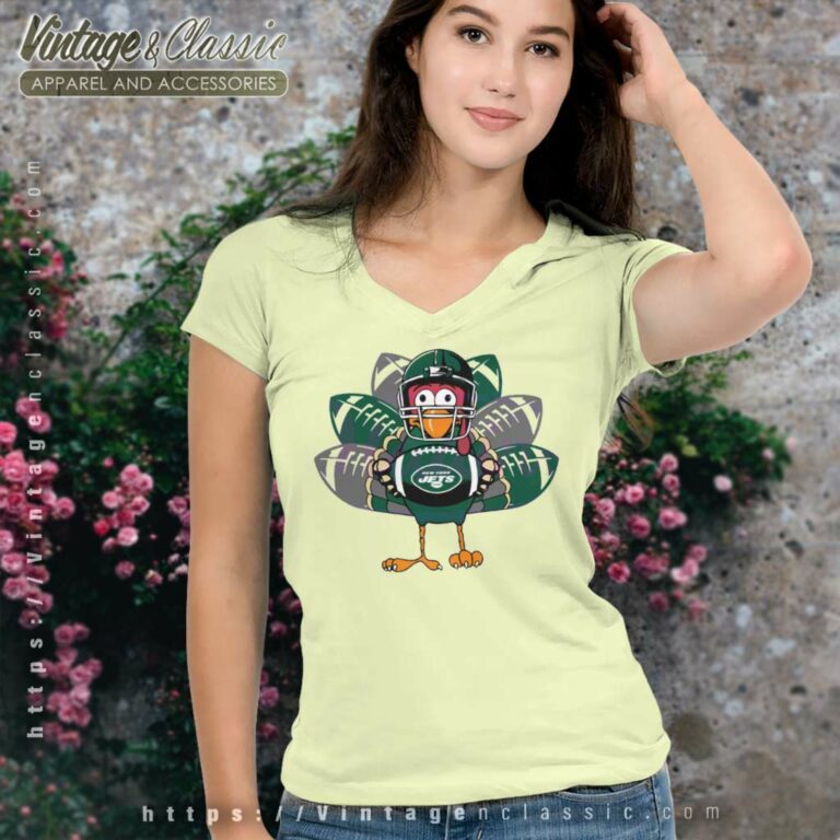 New York Jets Turkey Thanksgiving V Neck TShirt New York Jets Turkey Thanksgiving V Neck TShirt