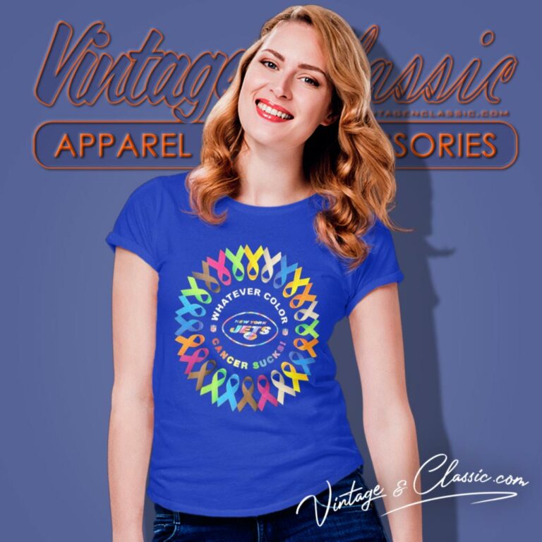 New York Jets Whatever Color Cancer Sucks Women T Shirt New York Jets Whatever Color Cancer Sucks Women T Shirt