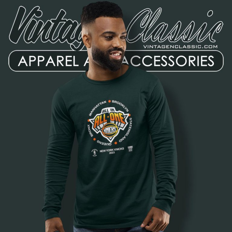 New York Knicks 2023 Playoff Participant Mantra All In All One Long Sleeve Tee New York Knicks 2023 Playoff Participant Mantra All In All One Long Sleeve Tee
