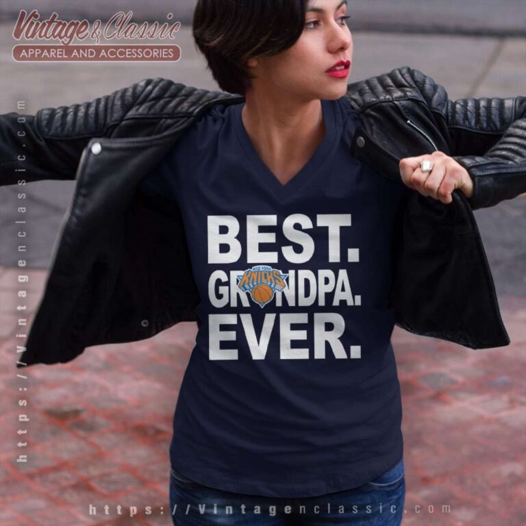 New York Knicks Best Grandpa Ever V Neck TShirt New York Knicks Best Grandpa Ever V Neck TShirt