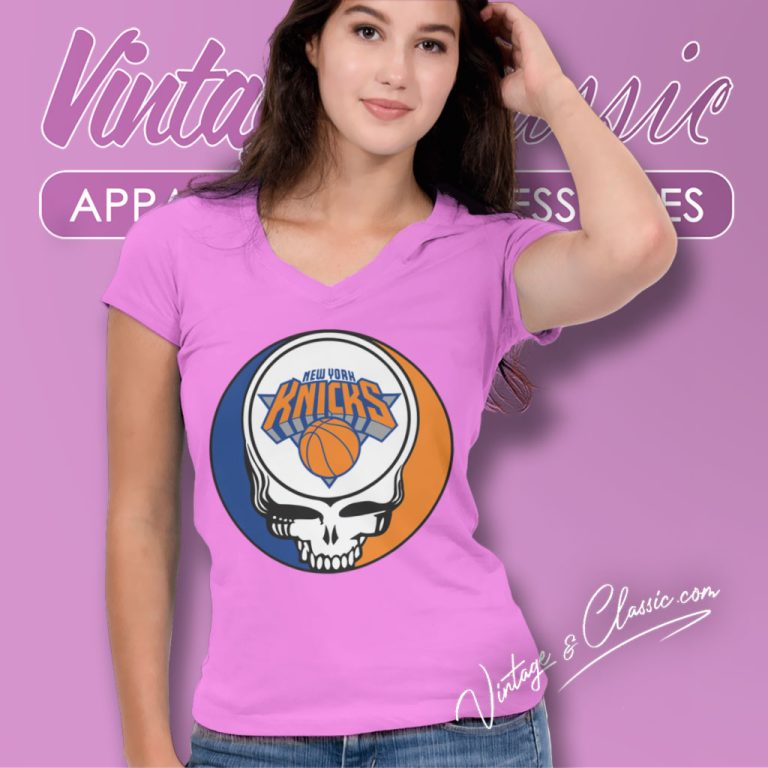 New York Knicks Grateful Dead Steal Your Face V Neck TShirt New York Knicks Grateful Dead Steal Your Face V Neck TShirt