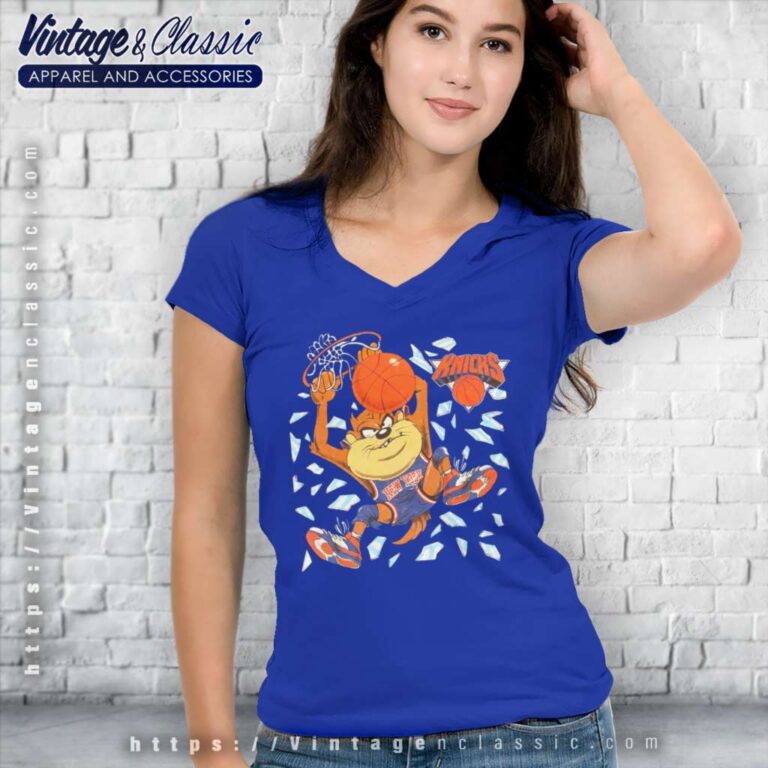 New York Knicks Nba Looney Tunes V Neck TShirt New York Knicks Nba Looney Tunes V Neck TShirt