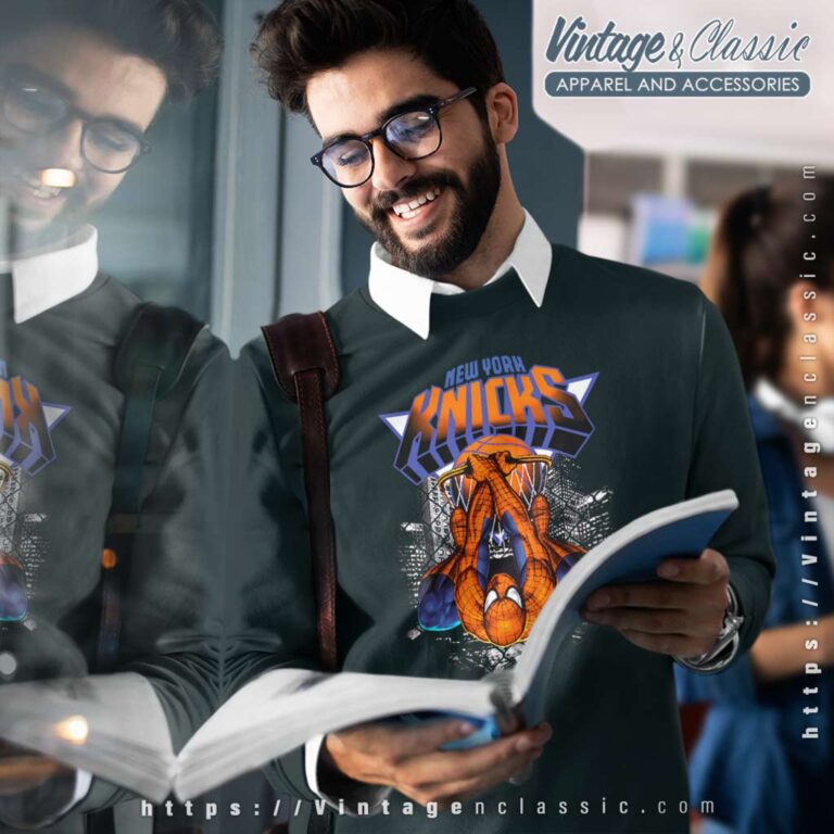 New York Knicks Spiderman Basketball Black Sweatshirt New York Knicks Spiderman Basketball Black Sweatshirt