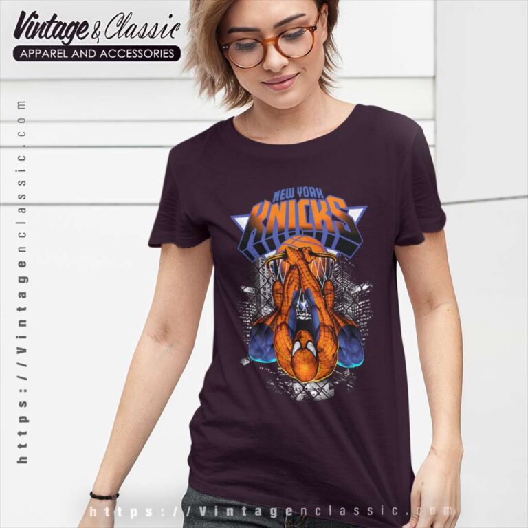 New York Knicks Spiderman Basketball Black Women TShirt New York Knicks Spiderman Basketball Black Women TShirt