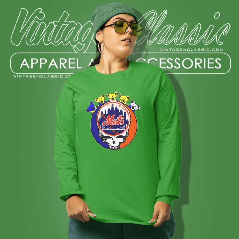 New York Mets Grateful Dead Grateful Bear Long Sleeve Tee New York Mets Grateful Dead Grateful Bear Long Sleeve Tee