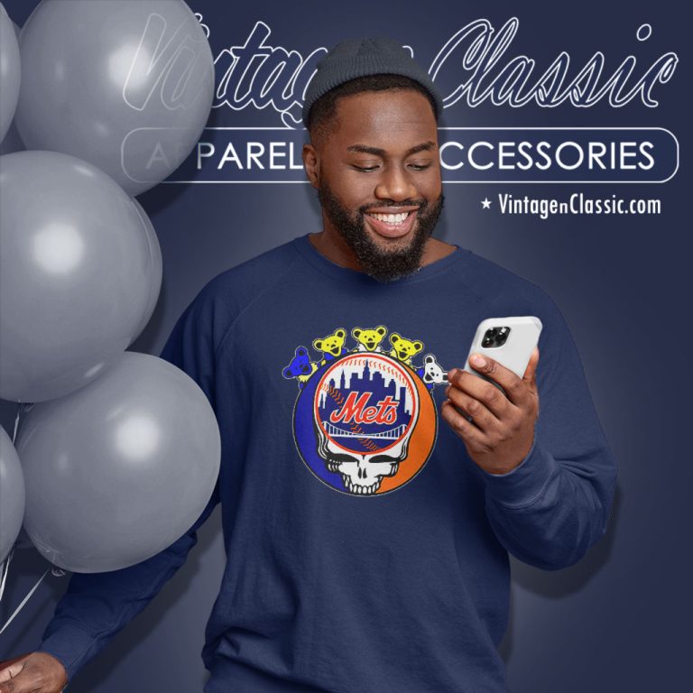New York Mets Grateful Dead Grateful Bear Sweatshirt New York Mets Grateful Dead Grateful Bear Sweatshirt