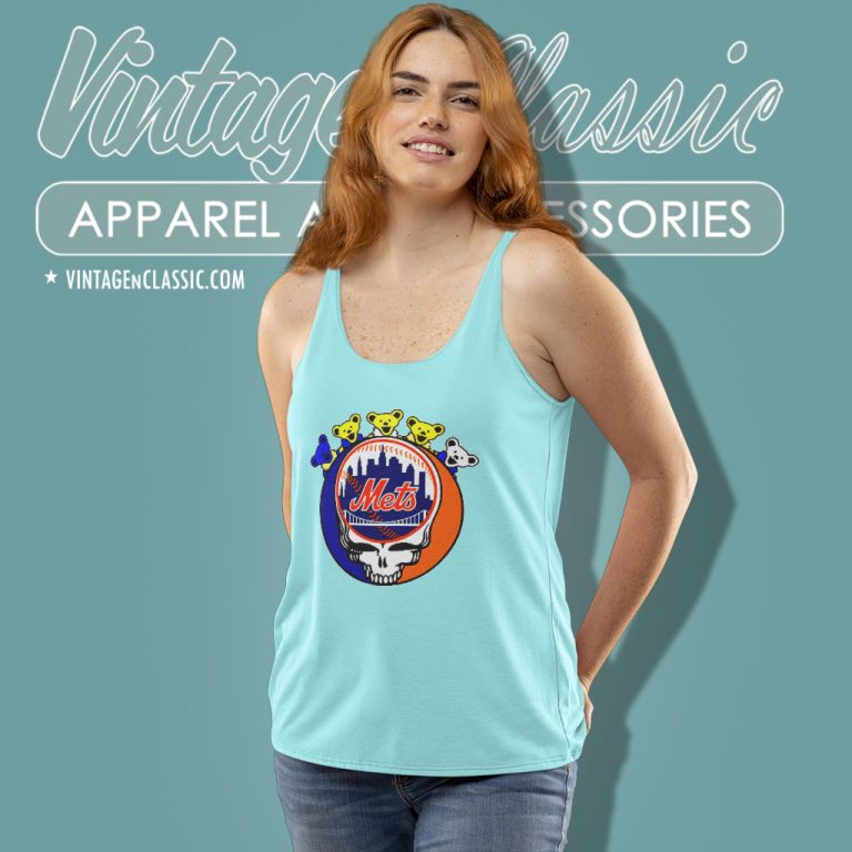 New York Mets Grateful Dead Grateful Bear Tank Top Racerback New York Mets Grateful Dead Grateful Bear Tank Top Racerback
