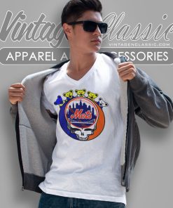 New York Mets Grateful Dead Grateful Bear V Neck TShirt
