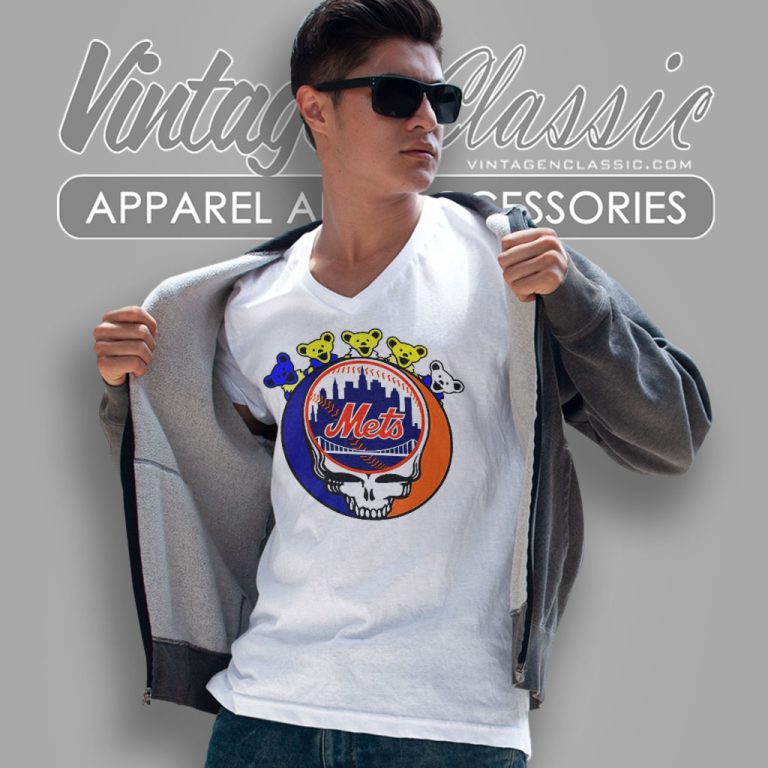 New York Mets Grateful Dead Grateful Bear V Neck TShirt New York Mets Grateful Dead Grateful Bear V Neck TShirt