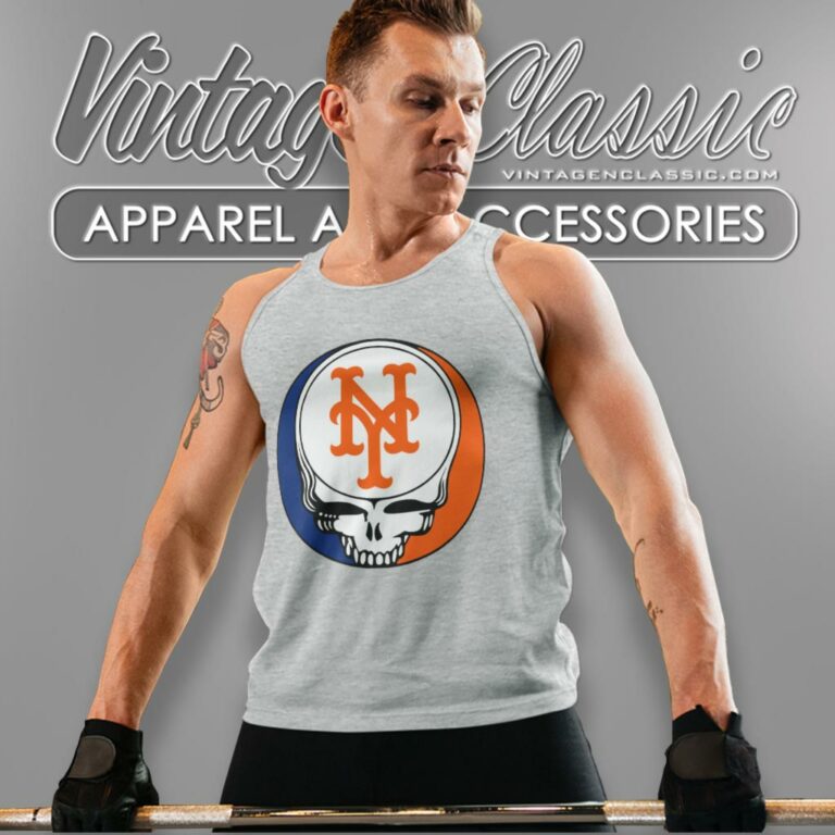 New York Mets Grateful Dead Steal Your Face Tank Top Racerback New York Mets Grateful Dead Steal Your Face Tank Top Racerback