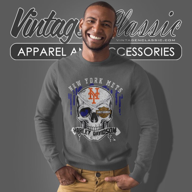 New York Mets Harley Davidson Skull Sweatshirt New York Mets Harley Davidson Skull Sweatshirt