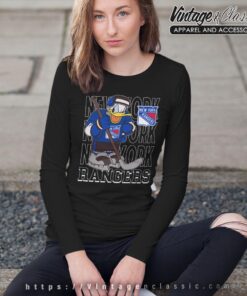 New York Rangers Donald Duck Hockey Shirt Long Sleeve Tee