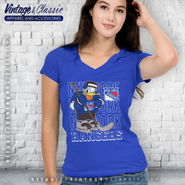 New York Rangers Donald Duck Hockey Shirt V Neck TShirt New York Rangers Donald Duck Hockey Shirt V Neck TShirt