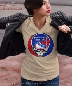 New York Rangers Grateful Dead Logo Band V Neck TShirt