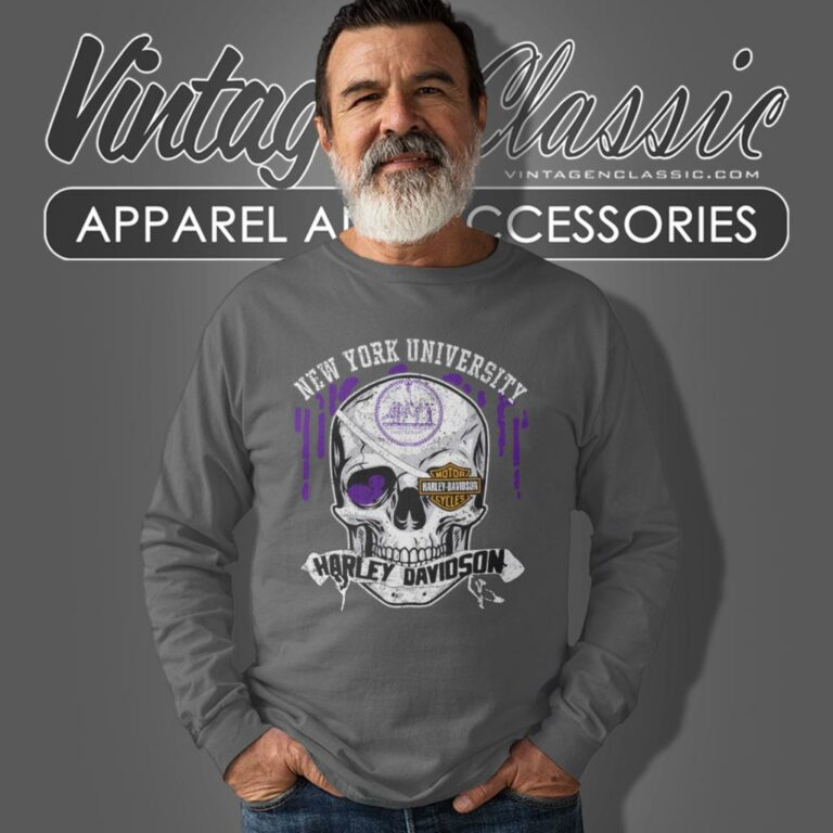 New York University Harley Davidson Skull Long Sleeve Tee New York University Harley Davidson Skull Long Sleeve Tee