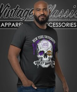 New York University Harley Davidson Skull T Shirt