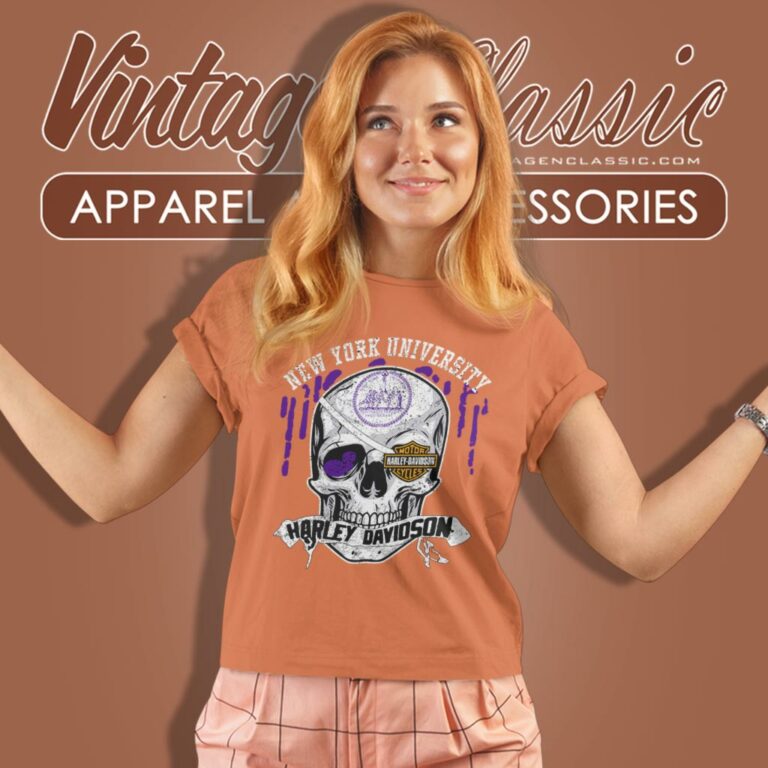 New York University Harley Davidson Skull Women T Shirt New York University Harley Davidson Skull Women T Shirt